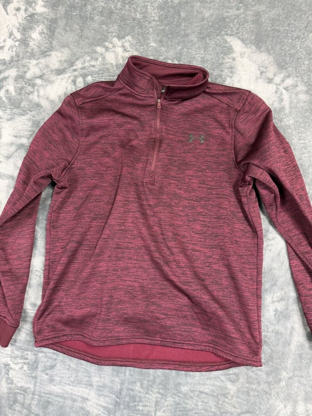 Under Armour Mens Quarter-Zip Pullover Sweatshirt Medium Maroon Heathered